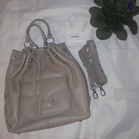 Sorial Handbags - Sorial Estella Leather Grey Convertible Backpack